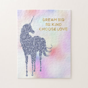 Inspirational Purple Glitter Unicorn        Jigsaw Puzzle