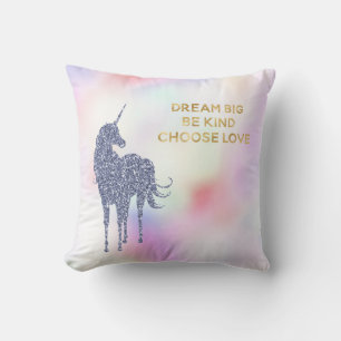 Inspirational Purple Glitter Unicorn    Throw Pillow