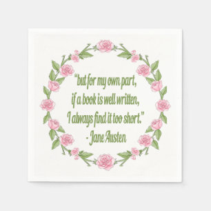 Inspirational Quote About Books by Jane Austen Paper Napkins