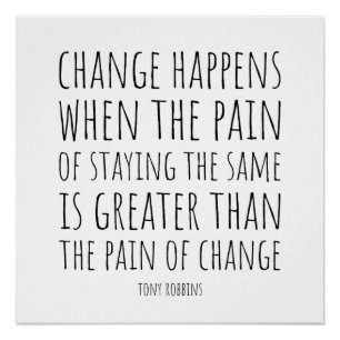 Inspirational Quote About Change and Pain Poster
