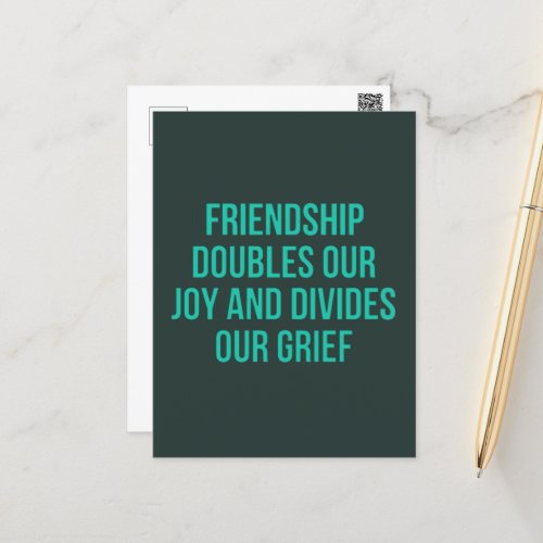 Inspirational quote about friendship postcard