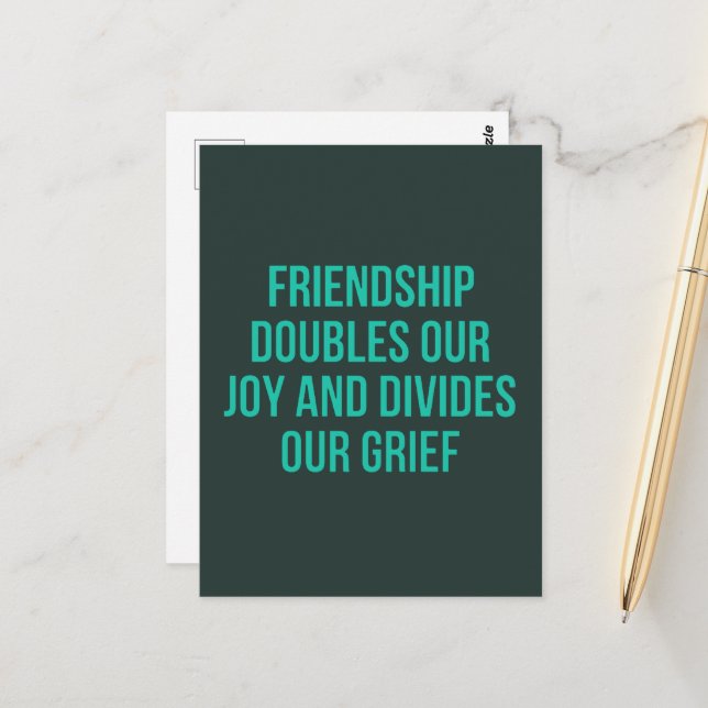 Inspirational quote about friendship postcard (Front/Back In Situ)