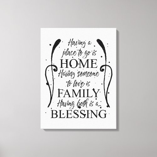 Inspirational Quote about Home _ Family _ Blessing Canvas Print