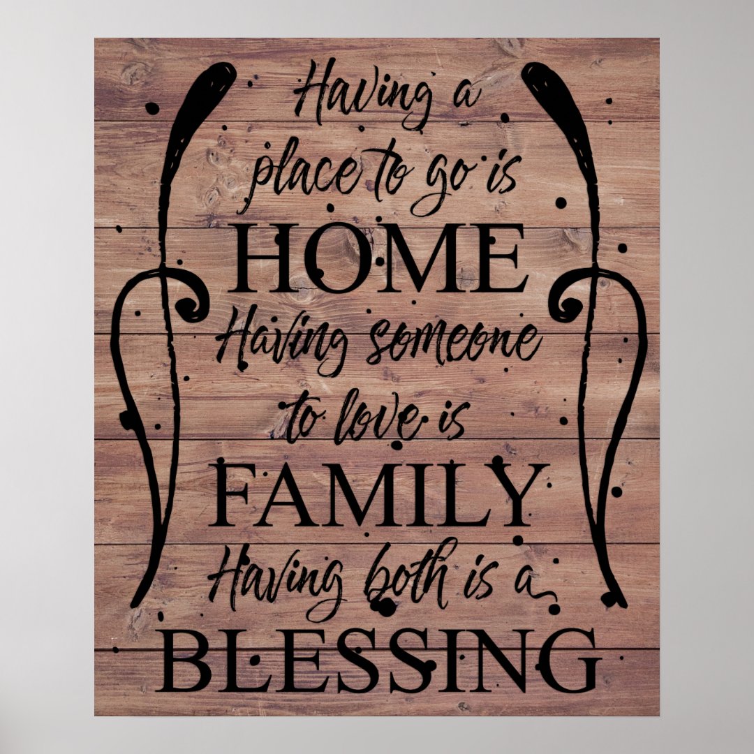 Inspirational Quote about Home Family Blessing Poster Zazzle