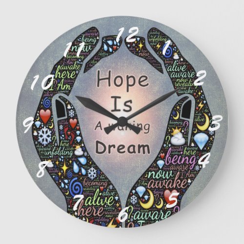 Inspirational quote about hope and dreams large clock