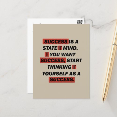 inspirational quote about success in life holiday postcard