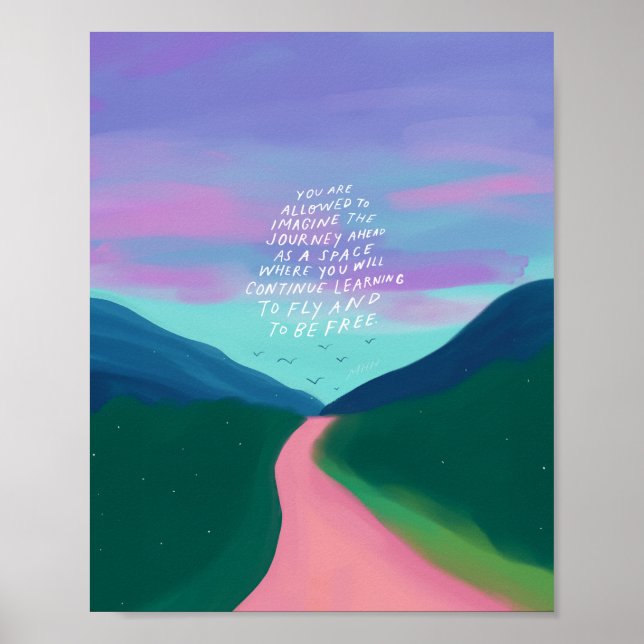 Inspirational quote and colorful nature art poster (Front)