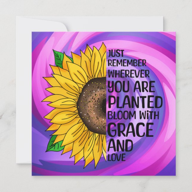 Inspirational Quote and Hand Drawn Sunflower (Front)