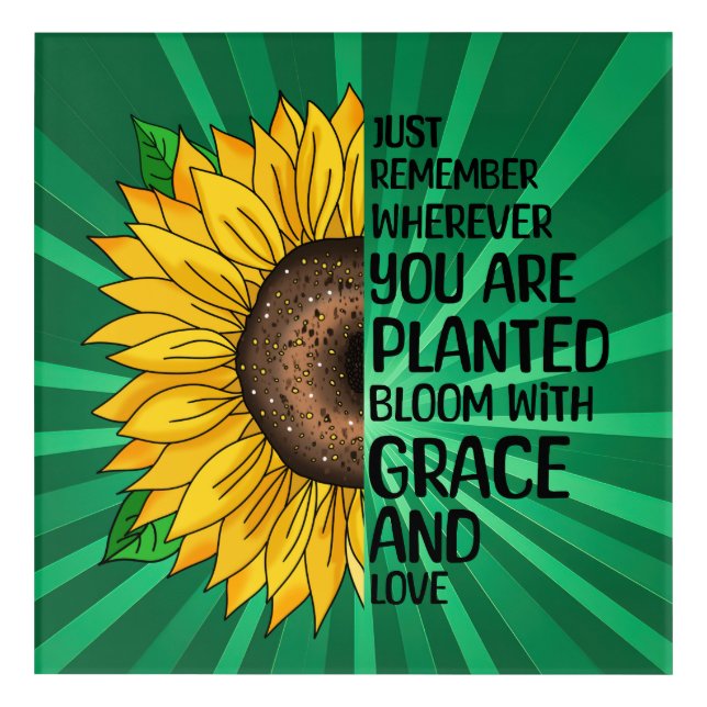 Inspirational Quote and Hand Drawn Sunflower Acrylic Print (Front)
