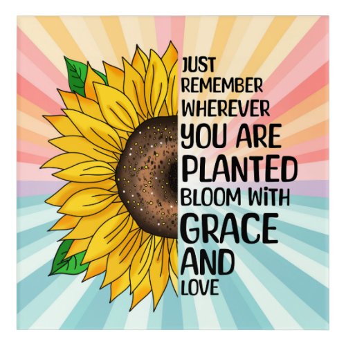 Inspirational Quote and Hand Drawn Sunflower Acrylic Print