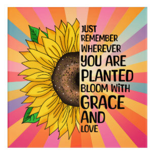 Inspirational Quote and Hand Drawn Sunflower Acrylic Print