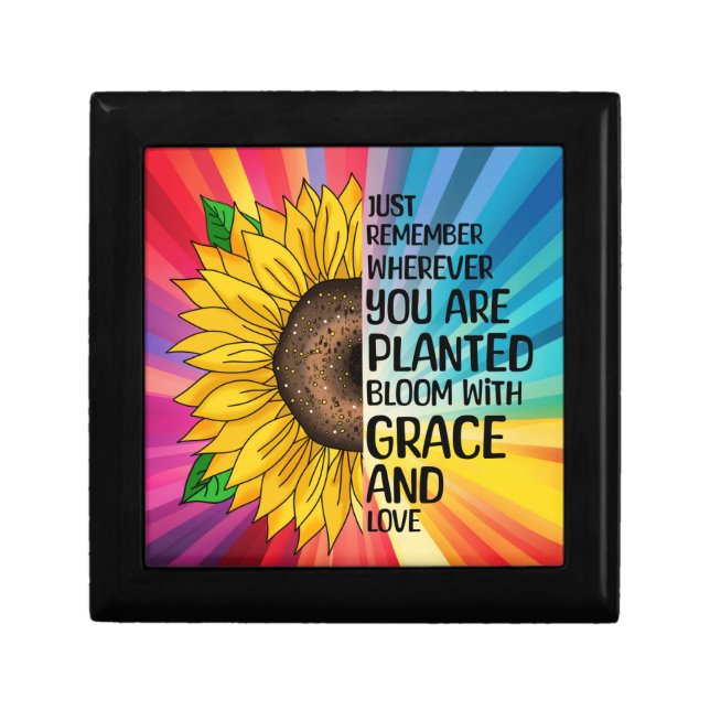 Inspirational Quote and Hand Drawn Sunflower Gift Box (Front)
