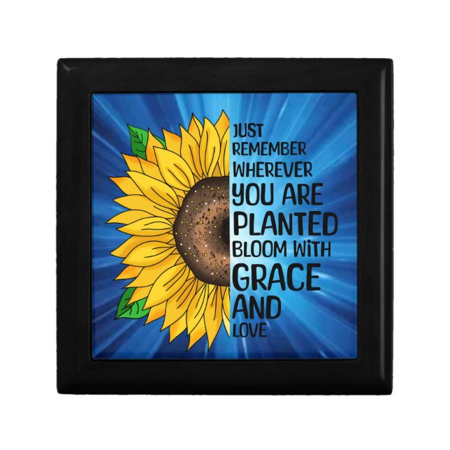Inspirational Quote and Hand Drawn Sunflower Gift Box (Front)