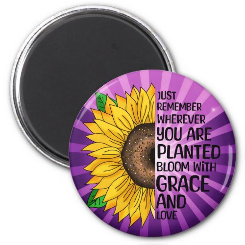 Inspirational Quote and Hand Drawn Sunflower Magnet