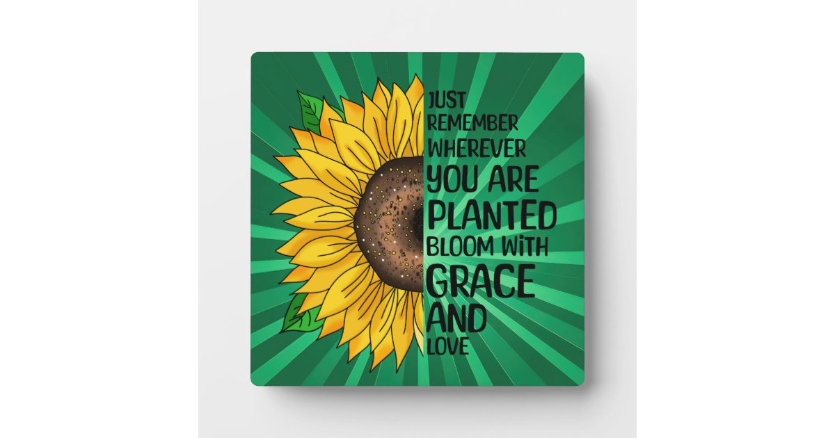 Inspirational Quote and Hand Drawn Sunflower Plaque | Zazzle