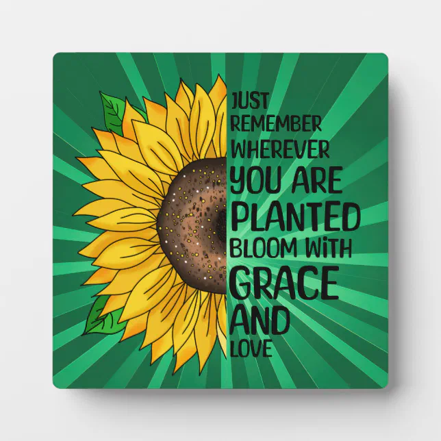 Inspirational Quote and Hand Drawn Sunflower Plaque | Zazzle