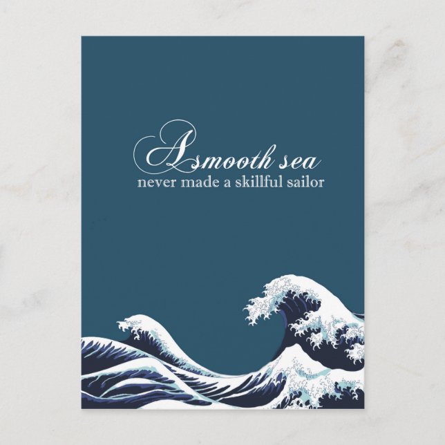 Inspirational Quote Art Print "A smooth Sea" decor Postcard (Front)