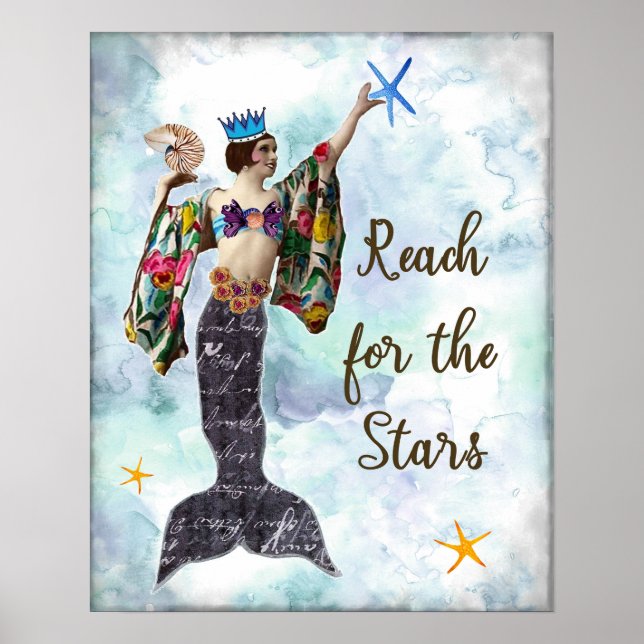 Inspirational quote art reach for the stars sign (Front)