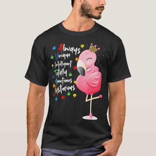 inspirational quote Autism Awareness Flamingo Mom  T_Shirt