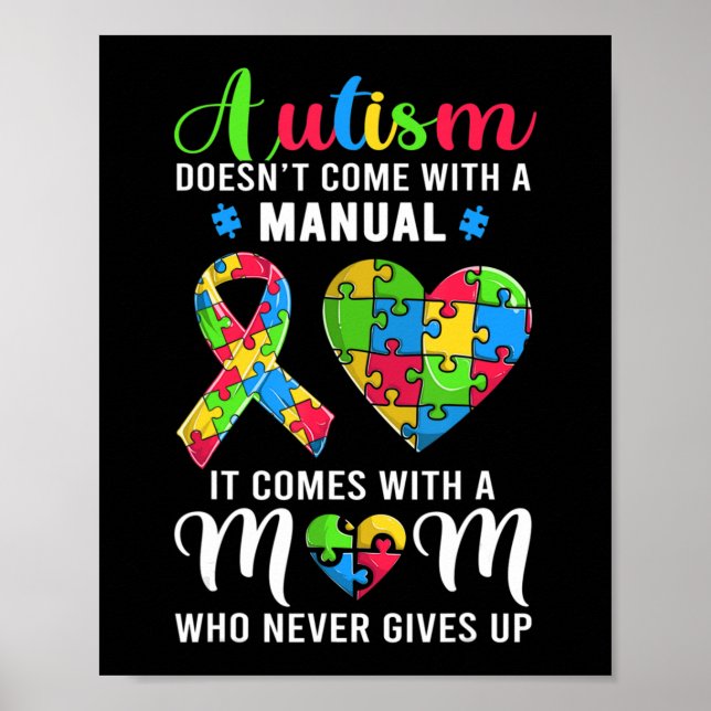Inspirational Quote Autism Mom Shirt Autism Awaren Poster (Front)