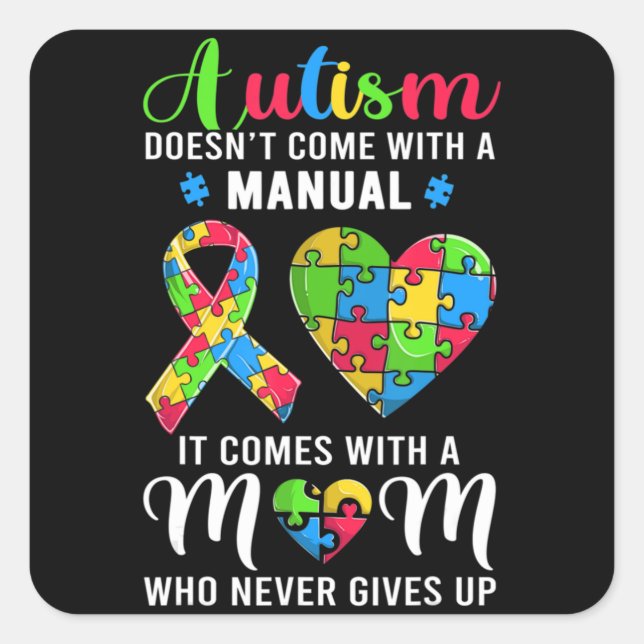 Inspirational Quote Autism Mom Shirt Autism Awaren Square Sticker (Front)