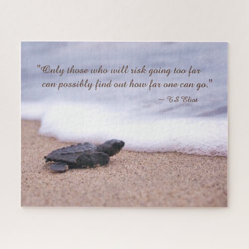 Inspirational Quote Baby Sea Turtle Sand Ocean Jigsaw Puzzle