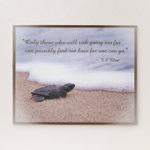 Inspirational Quote Baby Sea Turtle Sand Ocean Jigsaw Puzzle