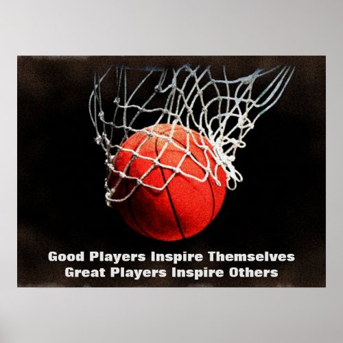 Inspirational Quote Basketball Inspire Team Poster