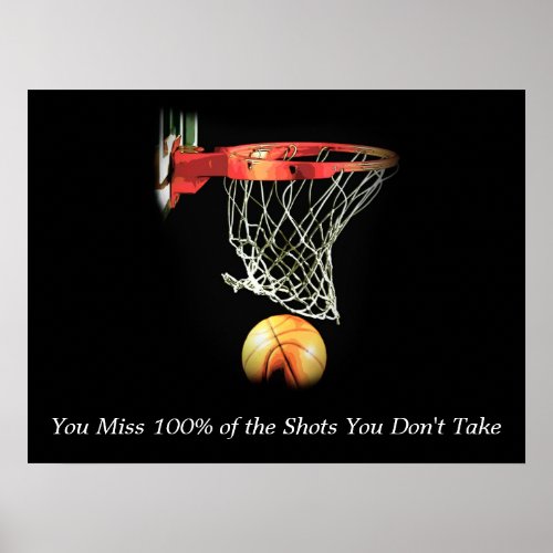 Inspirational Quote Basketball Shot Artwork Poster