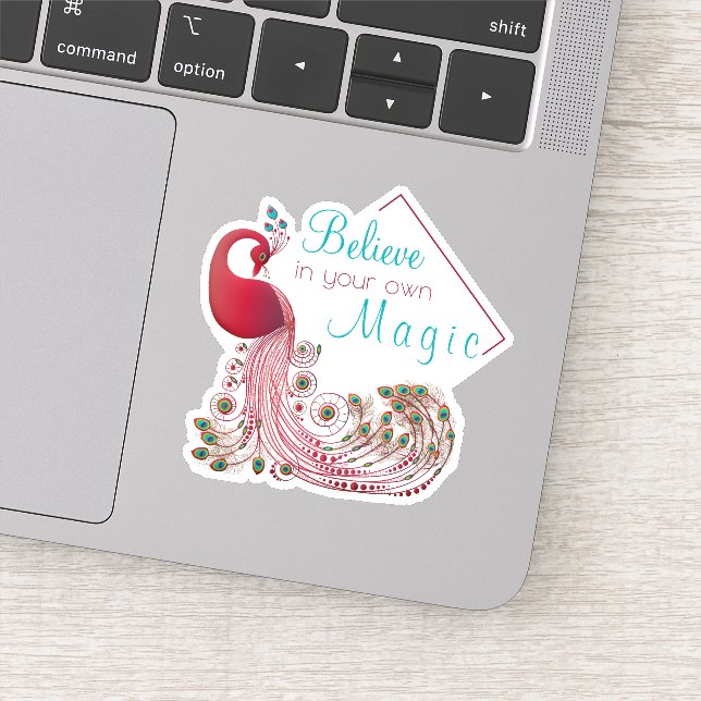 Inspirational Quote Beautiful Peacock Sticker (Detail)