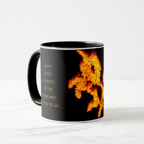 Inspirational Quote Believe Fire Unicorn Flames Mug