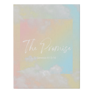 Inspirational Quote Bible Rainbow Typography Faux Canvas Print