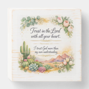 Inspirational Quote Bible Verse Watercolor Modern Wooden Box Sign