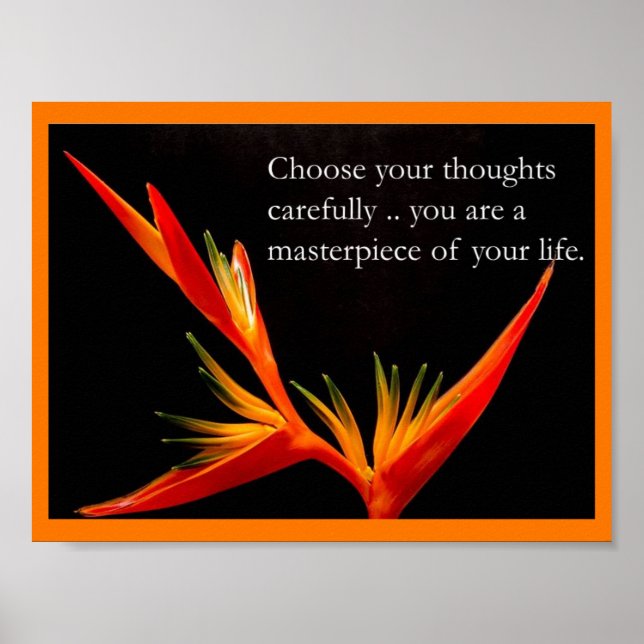 Inspirational Quote Bird of Paradise Elegant Poster (Front)
