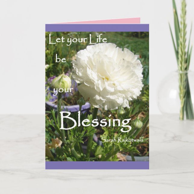 Inspirational Quote Blessing Floral Flower Card (Front)
