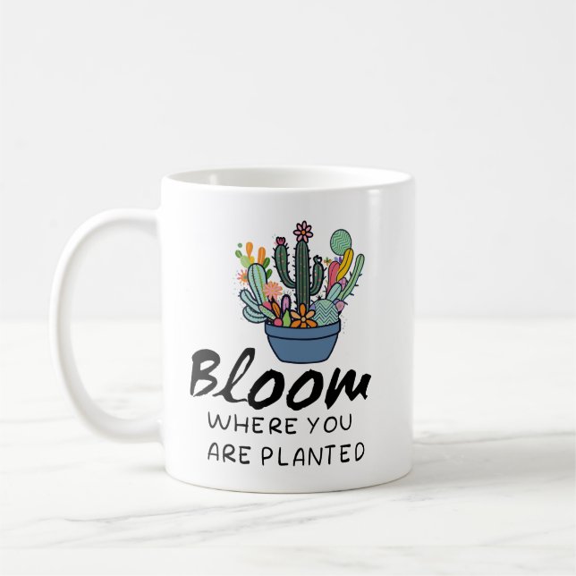 Inspirational quote- Bloom where you are planted   Coffee Mug (Left)