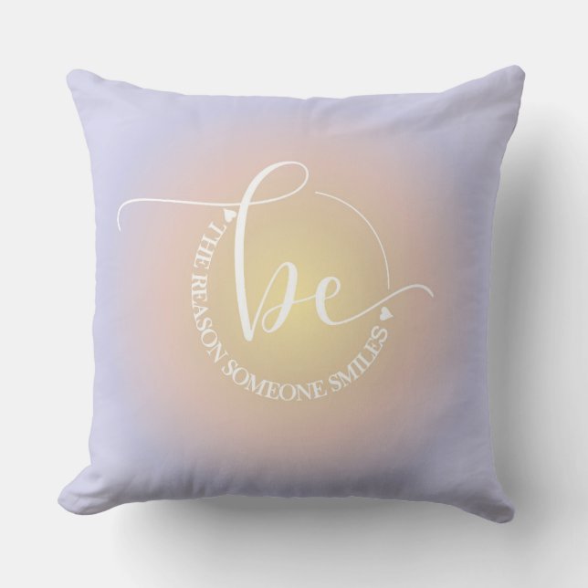 Inspirational Quote Blue Be Someone's Smile Throw Pillow (Front)