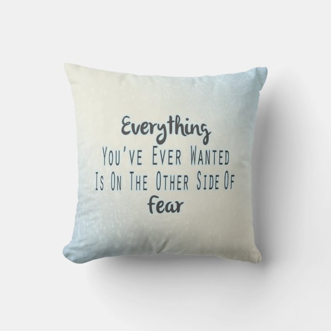 Inspirational Quote, Blue Typography About Desire Throw Pillow (Front)