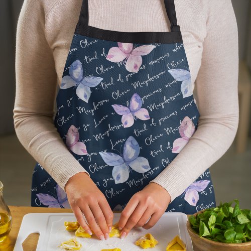 Inspirational Quote Butterflies Monogram Apron