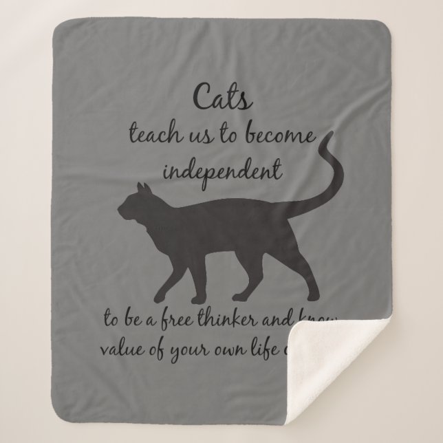 Inspirational Quote Cats Can Teach Us Sherpa Blanket (Front)