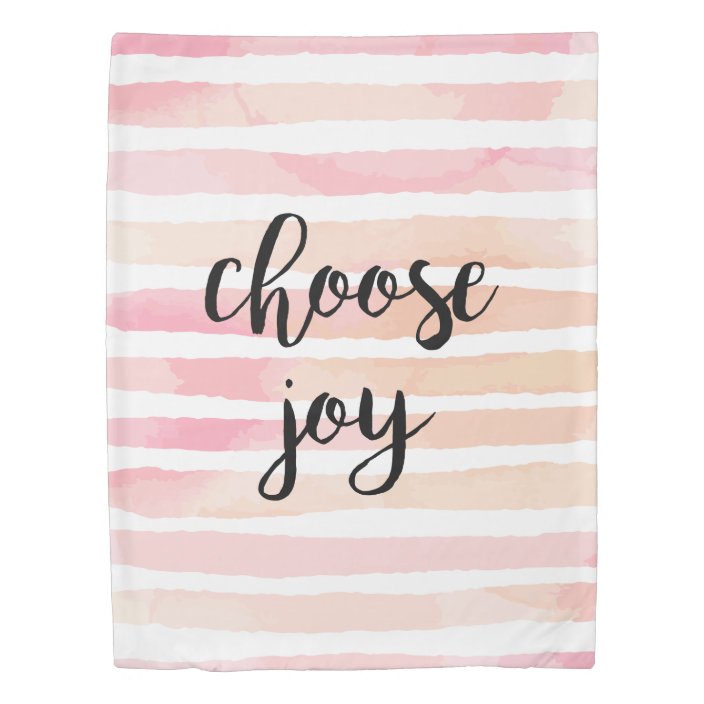 Inspirational Quote Choose Joy Pink Watercolor Duvet Cover Zazzle Com