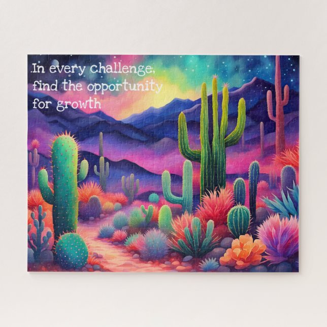 inspirational quote,colorful cactus landscape  jigsaw puzzle (Horizontal)