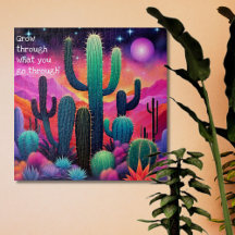 inspirational quote,colorful cactus landscape 