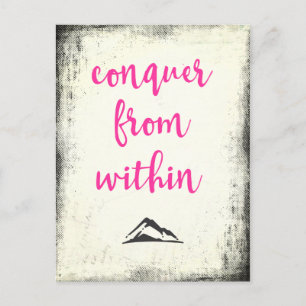 Inspirational Quote Conquer from Within Typography Postcard