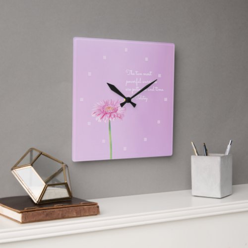 Inspirational Quote  Cute Pink Daisy Wall Clock
