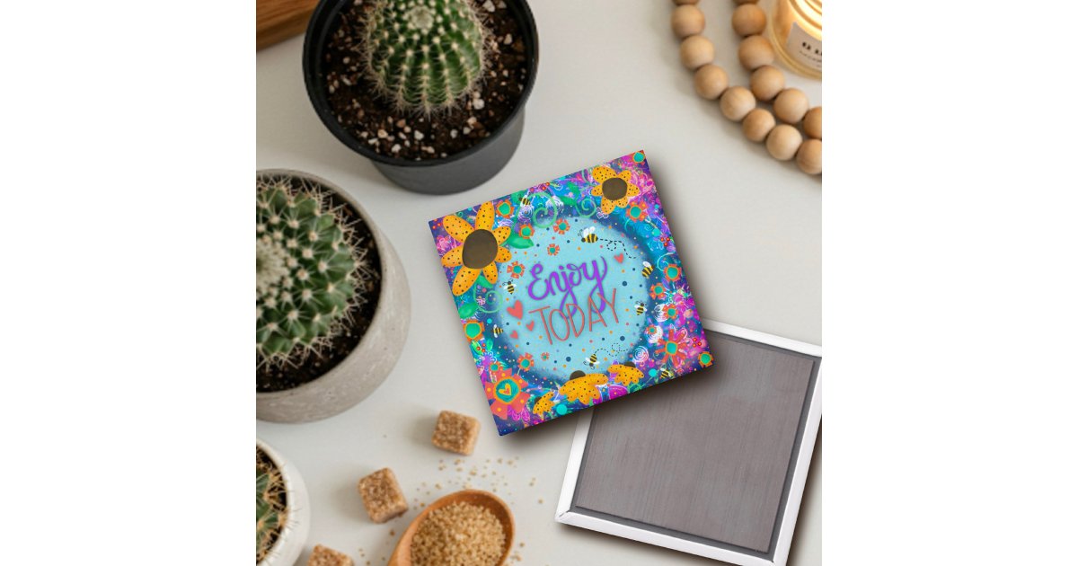 Inspirational Quote Cute Trendy Floral Pretty Magnet | Zazzle