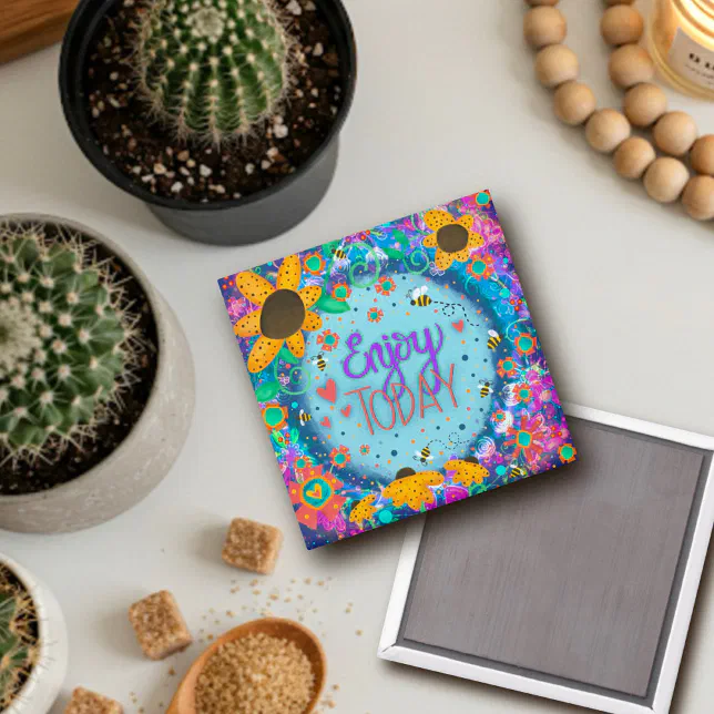 Inspirational Quote Cute Trendy Floral Pretty Magnet | Zazzle