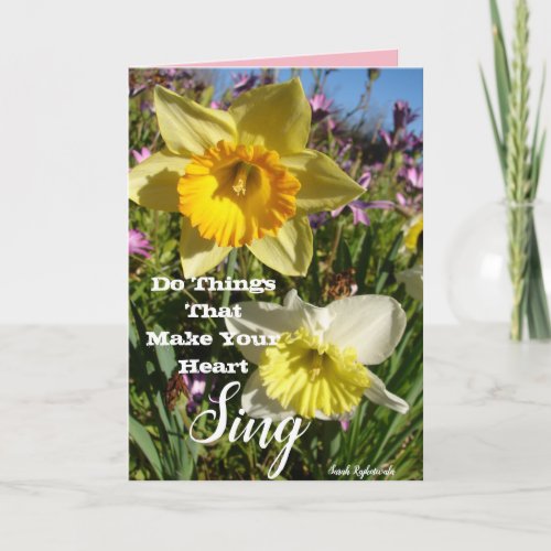 Inspirational Quote Daffodil Floral Flower Card