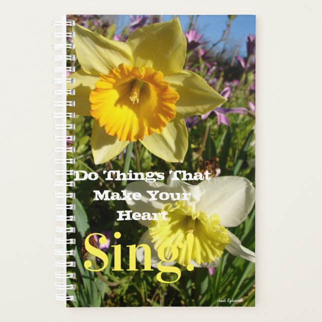 Inspirational Quote Daffodil Spring Floral Flower Planner (Front)