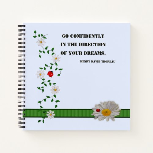 Inspirational Quote Daisies and Ladybugs Notebook